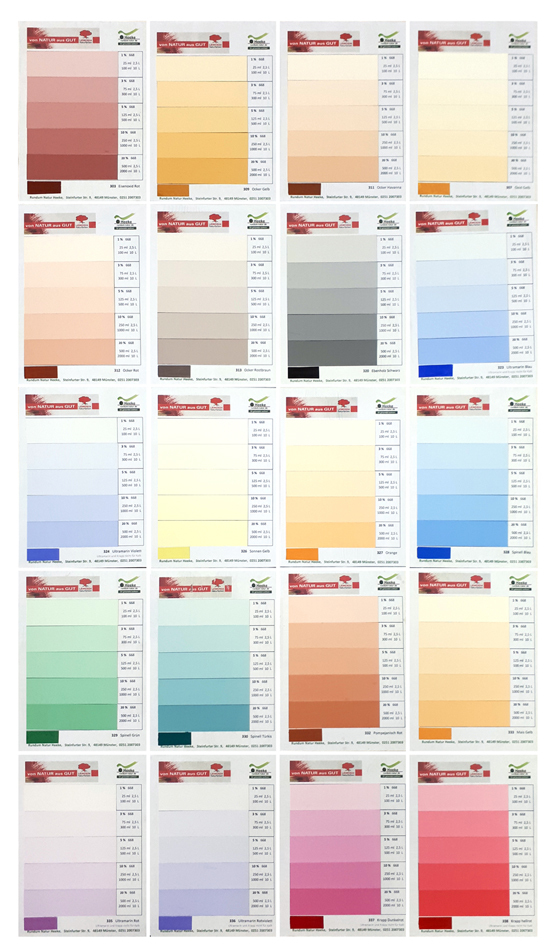 668_Abtoenungen shop Leinos Abtönfarben für Wandfarben, Wandlasuren und Wachslasuren